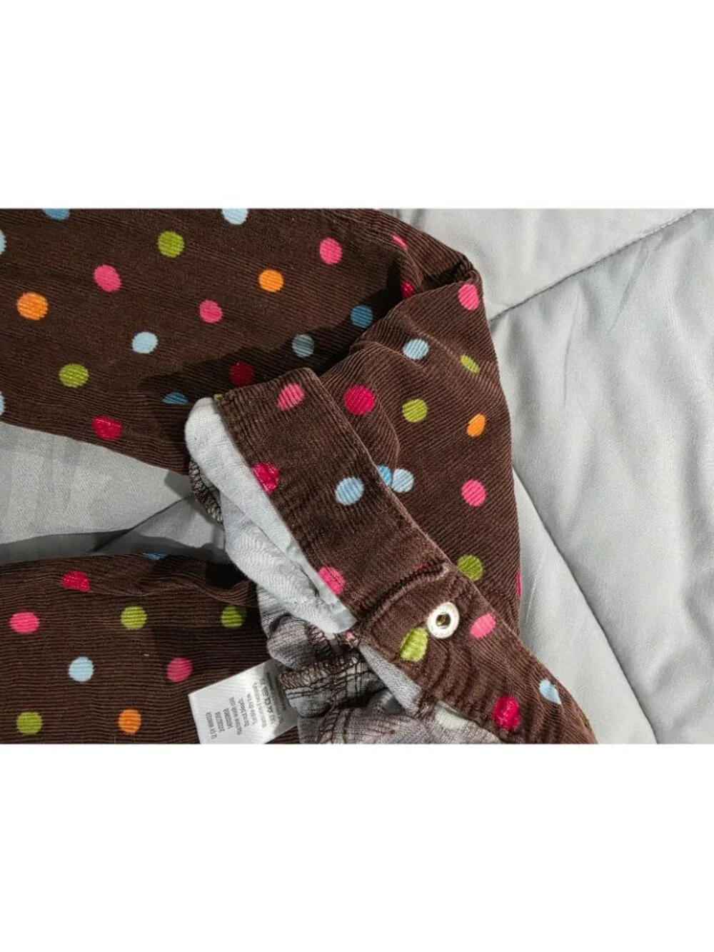 Vintage Gymboree 3T Brown Polka Dot Corduroy Pants Girls Retro Flare 100% Cotton